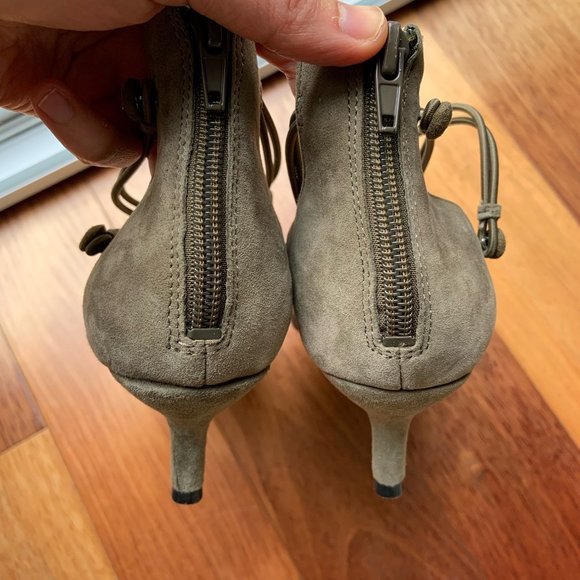 Nine West Khaki Suede Pointy Kitten Heels - Picture 5 of 5
